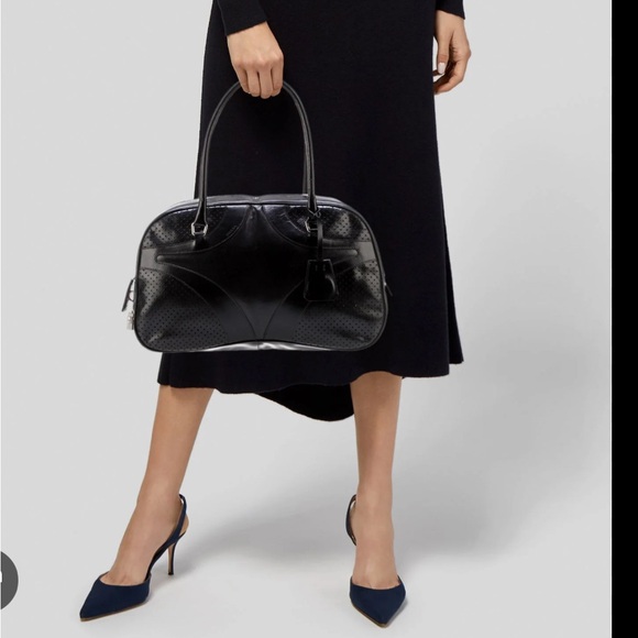 🌿authentic Prada vitello drive bowler bag w cards and duster black - Picture 3 of 11